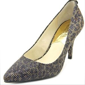 Michael Kors Textured Black and Gold Heels